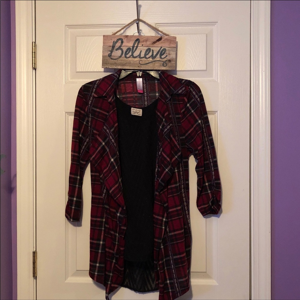 Plaid Coverup And Black Tank Top Bundle